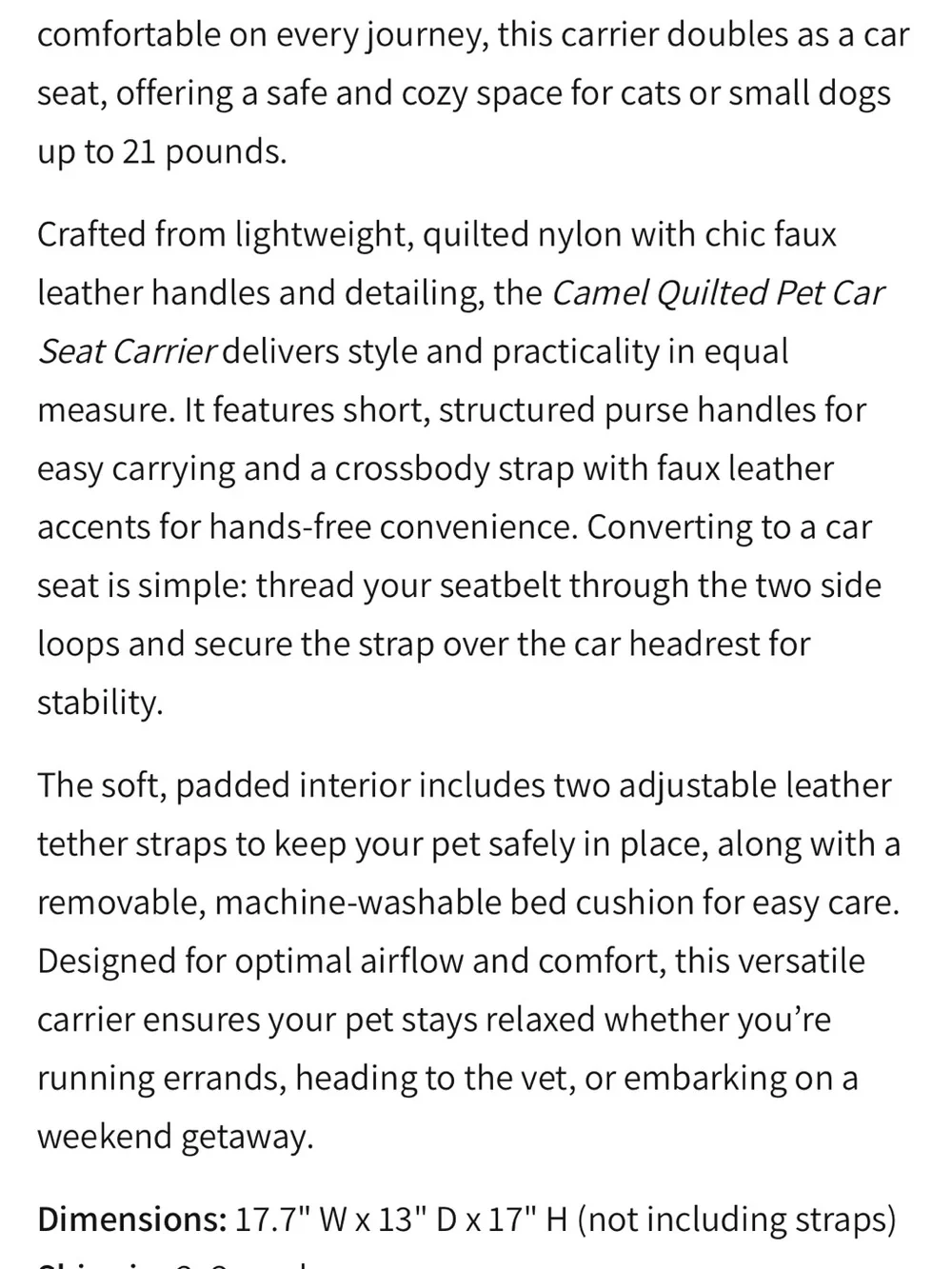NEW Pet Car Seat & Carrier | Rockstar Puppy | Retail $180